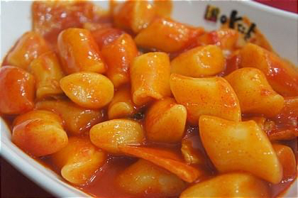 This is one of the most popular Korean street food. We call "ttokboki" Rice cakes in hot sauce. So spicy and I recommend this to my friends. South Korea 