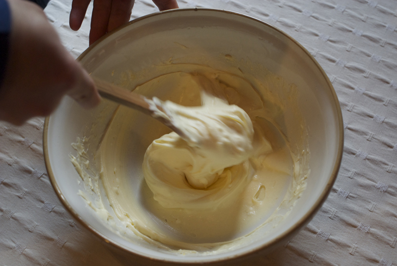 Add the egg white mixture and fold carefully into the mascarpone mix.